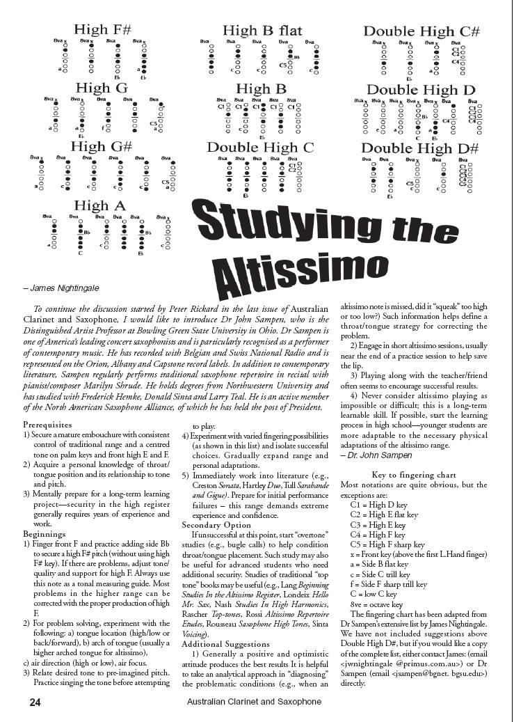 Altissimo Clarinet Chart