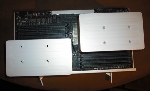 All six factory RAM sticks have been removed; all eight RAM slots are now empty.